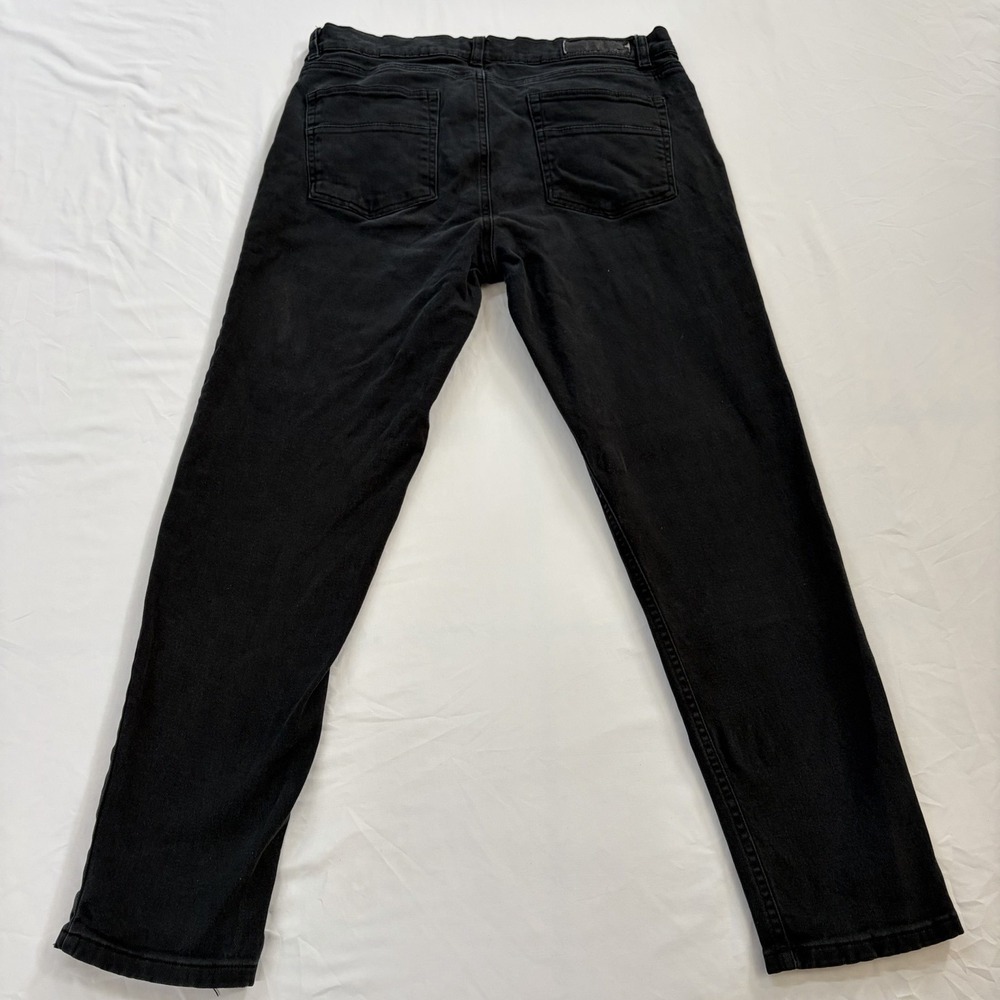 Triumph Tragedy Men's Slim Fit Tapered Jeans Black Dark Wash Cotton Denim 34x30 - Picture 8 of 8